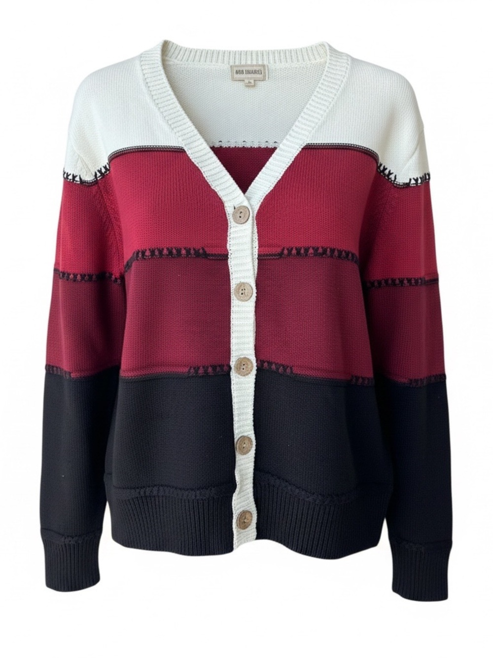 Oversized Women’s Color Block V-Neck Cardigan